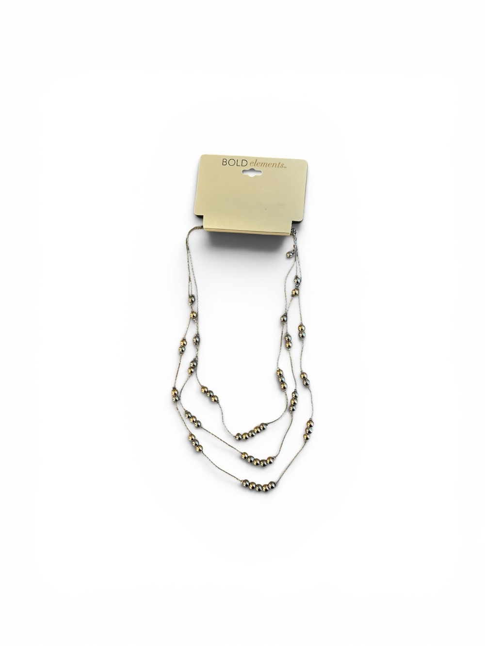BOLD elements Gold and Silver Triple-Strand Beaded Necklace